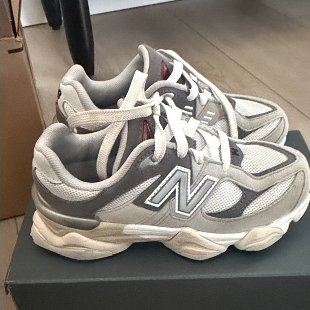 New Balance Kids' White and Gray Sneakers